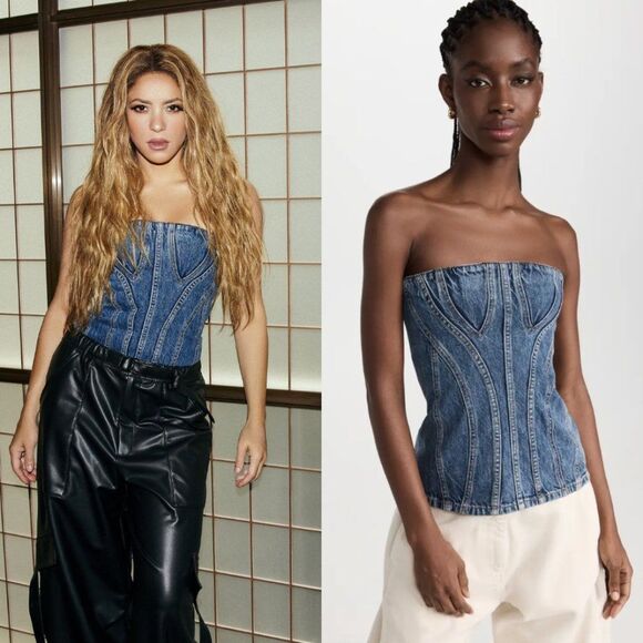 Stella McCartney Tops - Stella McCartney Vintage Wash Denim Bustier Corset Top Size 40 (Small)
